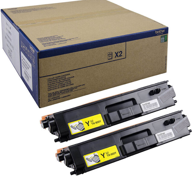 Brother TN 900 combo pack 2 stk lasertoner - TN900YTWIN Original - Gul 12000 sider