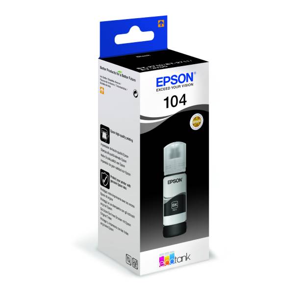 Epson T104 BK EcoTank blækpatron - C13T00P140 Original - Sort 70 ml