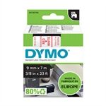 Dymo 40915 (S0720700) cinta plástica rojo sobre blanco 9mm