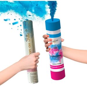 Sparklers Club Pack Garcon Fumigene Baby Shower Bleu + Canon a confettis + Poudre Bleu