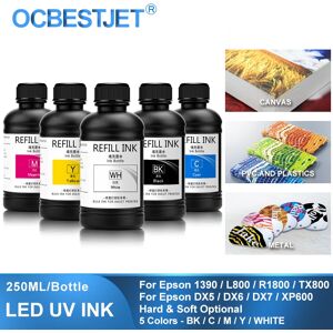 OCBESTJET Tete d'impression a plat UV LED pour imprimante Epson  5 × 250ml  DX4  DX5  DX6  DX7  DX10