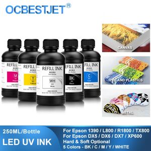 OCBESTJET Tête d'impression à plat UV LED pour imprimante Epson  5 × 250ml  DX4  DX5  DX6  DX7  DX10