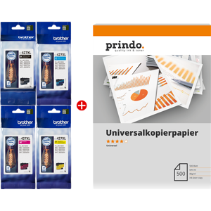 Brother + Prindo Premium Papier 500 Blatt Value Pack Noir(e) / Cyan / Magenta / Jaune Original LC427XL MCVP