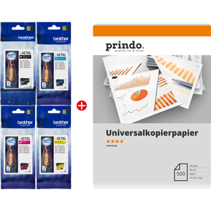 Brother + Prindo Premium Papier 500 Blatt Value Pack Noir(e) / Cyan / Magenta / Jaune Original LC427XL MCVP