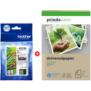 Brother + Prindo Green Recyclingpapier 500 Blatt Value Pack Noir(e) / Cyan / Magenta / Jaune Original LC422XL MCVP