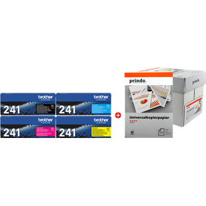 Brother + Prindo Universal Papier 2500 Blatt Value Pack Noir(e) / Cyan / Magenta / Jaune Original TN-241 MCVP 02