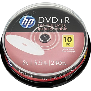 HP DVD+R DL 8.5GB/240Min/8x Cakebox (10 Disc) Accessoires informatiques  Original DRE00060WIP