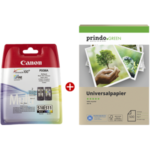 Canon Prindo Green Recyclingpapier 500 Blatt Value Pack Noire Plusieurs couleurs Original PG 510CL 511 MCVP