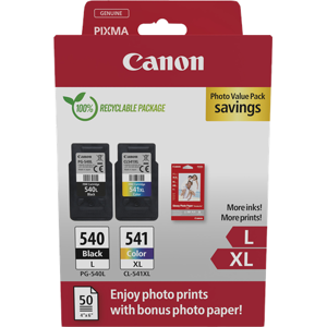 Canon + 10x15 cm Fotopapier 50 Blatt Value Pack Noir(e) / Plusieurs couleurs Original PG-540L+CL-541XL