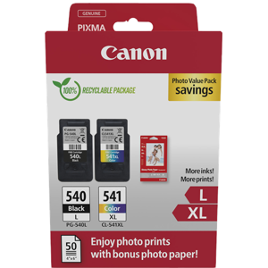 Canon + 10x15 cm Fotopapier 50 Blatt Value Pack Noir(e) / Plusieurs couleurs Original PG-540L+CL-541XL
