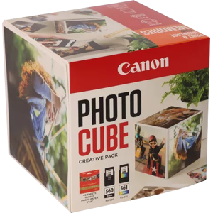 Canon + 13x13 cm Fotopapier 40 Blatt Value Pack Noir(e) / Plusieurs couleurs Original PG-560+CL-561 Photo Cube Creative Pack