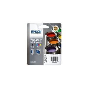 Epson Lot de 2 cartouches d'encre T040 T041 pour imprimantes Stylus C62 CX3200 Couleur (Cyan/Magenta/Jaune) et Noir Emballage vrac - Publicité