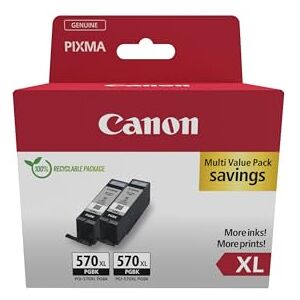 Canon PGI-570 XL Twin Pack de 2 Cartouches (2X Noir XL) Certifié (Carton Recyclable 2024 Sécurisé) - Publicité