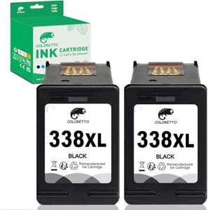 COLORETTO 338XL Cartouches d'encre Remanufacturées pour HP Cartouche 338 XL Photosmart B8330 B8350 2605 2610 2710 Deskjet 460 5740 6520 Officejet H470 100 150 6210 6213 7210 PSC 1600 1610 Imprimante - Publicité