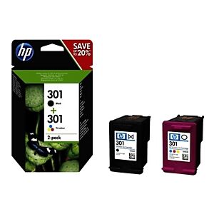 HP 301 Cartouche d'encre authentique N9J72AE - Pack Noir + Couleurs - Publicité