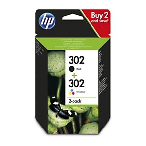 HP 302 Cartouche d'encre authentique X4D37AE - Pack Noir + Couleurs - Publicité