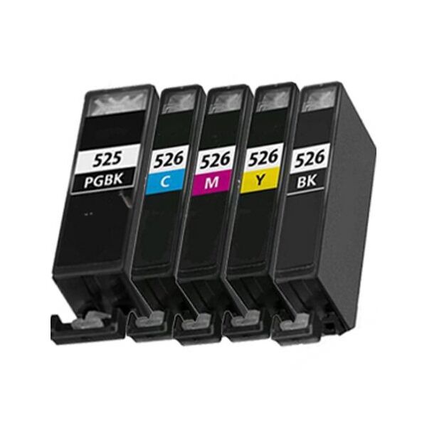 Compatible Canon PIXMA MG8150, Pack cartouches pour PGI525/CLI526 - 5 couleurs