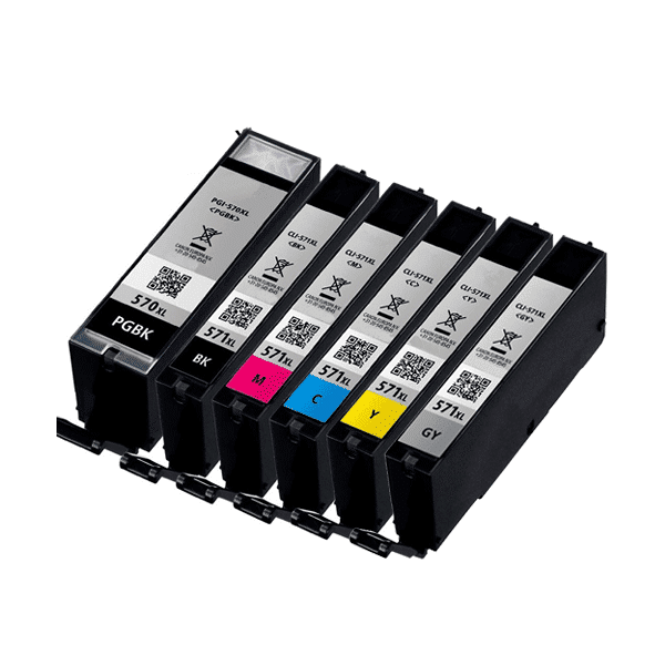 Compatible Canon Numero 570 / 571, Pack cartouches pour 570XL+571XL - 6 couleurs (dont grise)