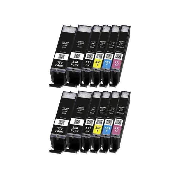 Compatible Canon PIXMA MG6450, Pack cartouches pour PGI550XL/CLI551XL - 5 couleurs