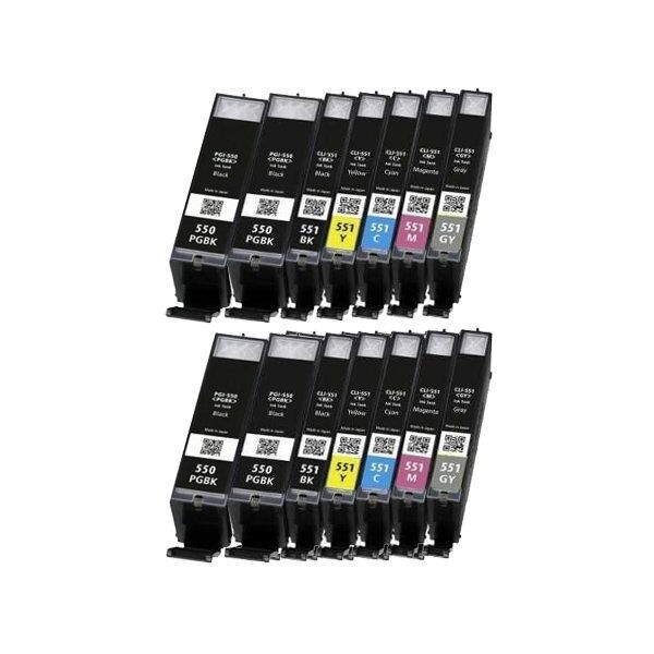 Compatible Canon PIXMA MG7550, Pack cartouches pour PGI550XL/CLI551XL - 6 couleurs (dont grise)