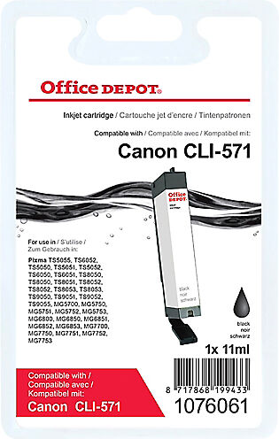 Office Depot Cartouche jet d'encre Office Depot Compatible CANON CLI-571 1076061 Noir