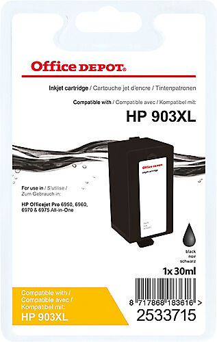 Office Depot Cartouche jet d'encre Office Depot Compatible HP 903XL Noir T6M15AE