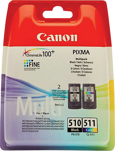 Canon Cartouche jet d'encre Canon D'origine PG-510/CL-511 Noir  Cyan  Magenta  Jaune 2 Unités