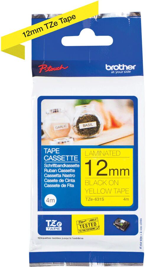 Brother TZE631S nastro per etichettatrice Nero su giallo TZe