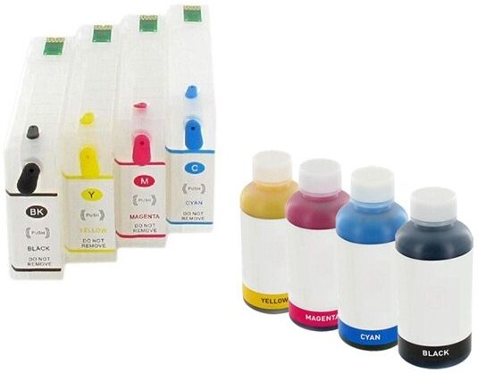 Epson Cartucce vuote ricaricabili con chip separati ARC + ink 4 x 100 ml