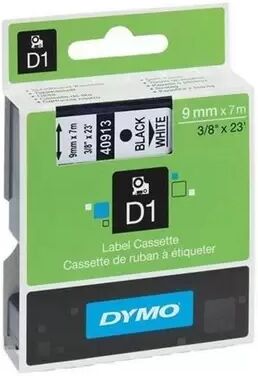 Nastro per etichettatrice originale Dymo S0720680A 40913 D1 LT Plastic da 9 mm (Rotolo 7 metri) NERO SU BIANCO