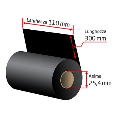 Offertecartucce.com Ribbon RB-CK36GR110X300 in resina da 110 mm (Rotolo 300 metri) NERO