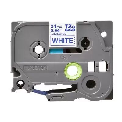 Offertecartucce.com Nastro per etichettatrice compatibile Brother TZE-253 TZe TAPE Laminato da 24 mm (Rotolo 8 metri) BLU SU BIANCO