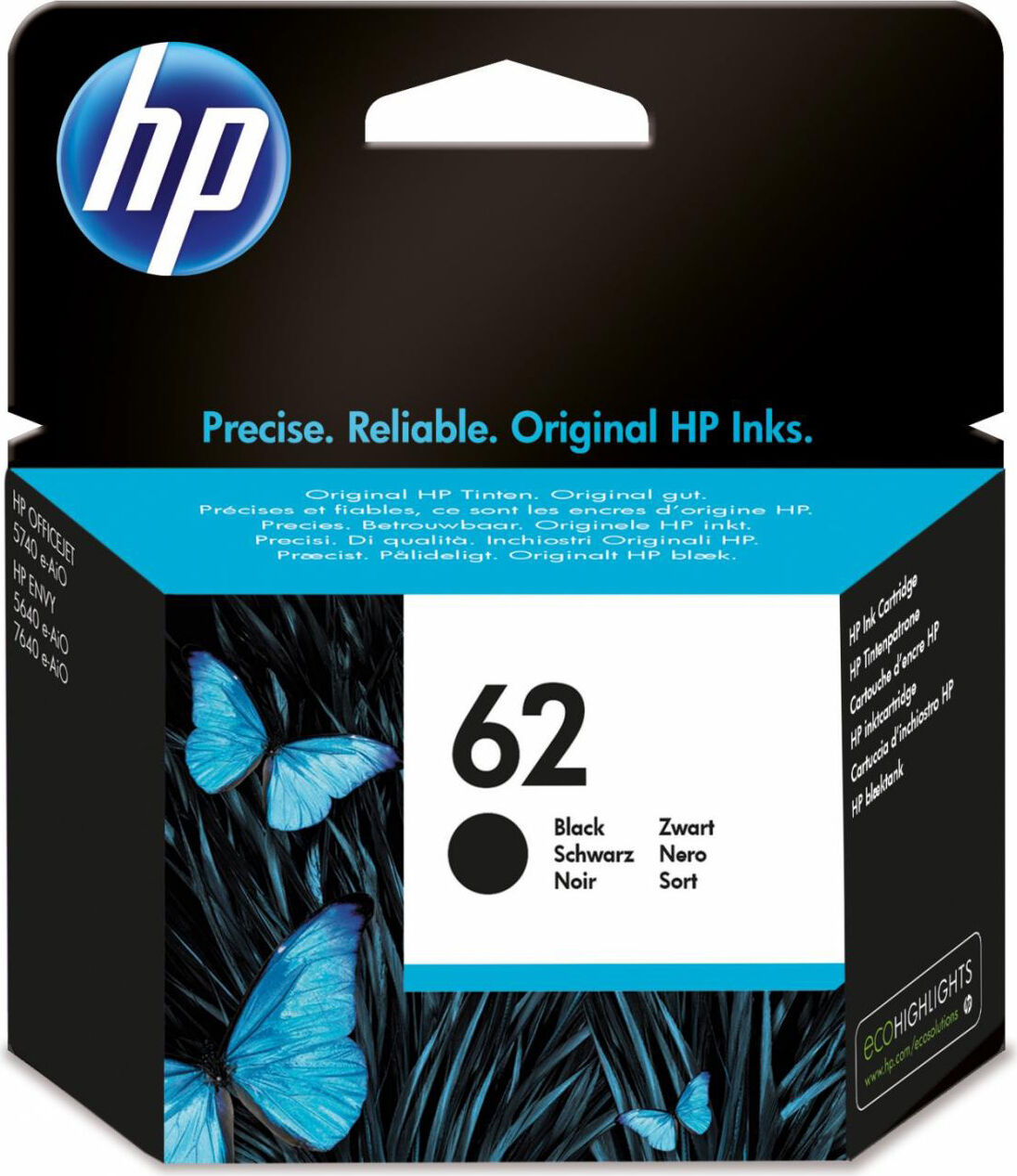 HP C2p04ae#301 Cartuccia Originale Inkjet Colore Nero - 62 Black Ink Cartridge - C2p04ae#301