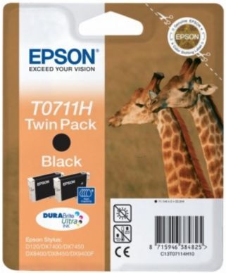 Epson Blekkpatron svart høykapasitet 22,2ml 2-pakk T0711H