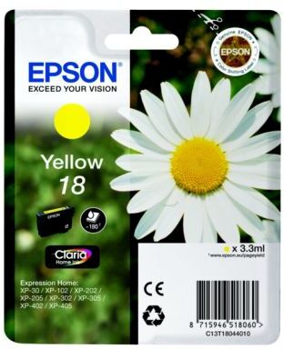 Epson Blekkpatron gul (Epson 18), 180 sider T1804