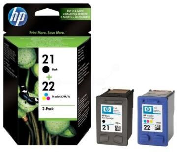 HP HP 21 svart/22 tre farger 2-pakning, originalblekkpatroner SD367AE