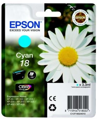 Epson Blekkpatron cyan (Epson 18), 180 sider T1802