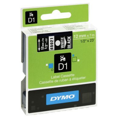 Dymo Tape Dymo D1 12 mm hvit på svart 5411313450218