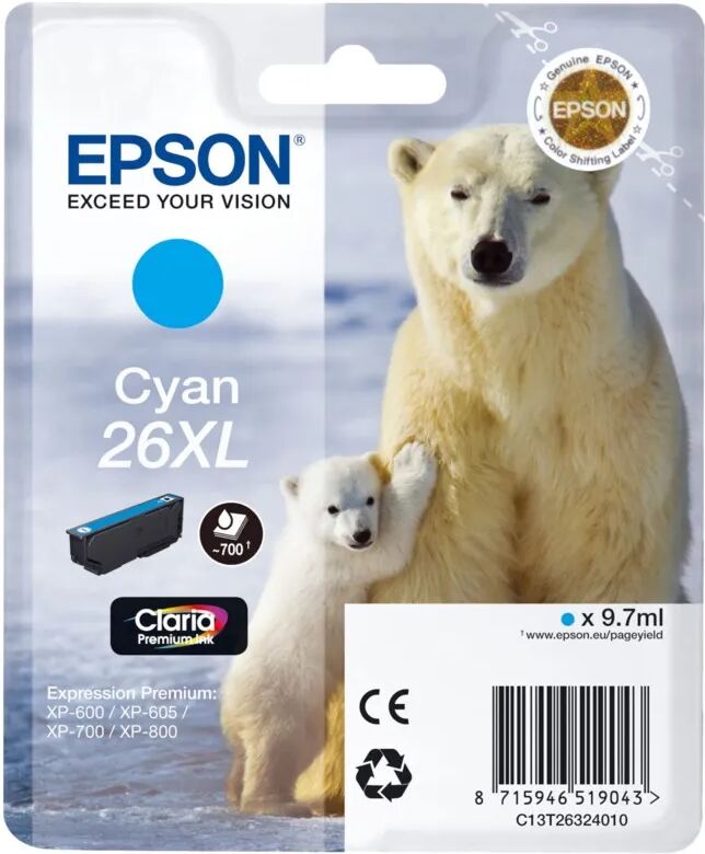 Epson T2632 XL Blekkpatron, cyan