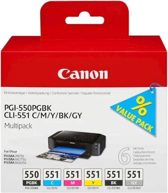 Canon PGI-550 och CLI-551 Blekkpatron 6-pk.