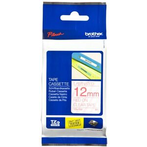 Original Brother P-Touch TZE132 12mm Gloss Tape - Red on Clear