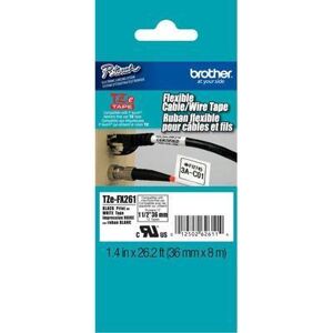 Original Brother P-Touch TZEFX261 36mm Flexible Tape - Black on White