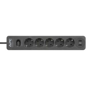 APC PME5U2B-GR Essential SurgeArrest Black 5 Ausgänge, 230 V, 2 USB-Ports