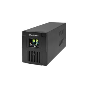 Qoltec Monolith - UPS - AC 140-300 V - 900 Watt - 1500 VA - 9 At - USB, RJ-45 - output-stikforbindelser: 4 - sort