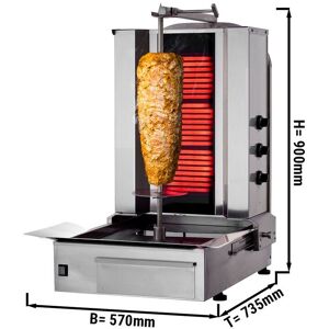 GGM Gastro - Grill electrique pour gyros/döner - 3 bruleurs - max. 40 kg - portes battantes incluses