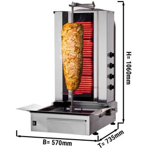 GGM Gastro - Grill electrique pour gyros/döner - 4 bruleurs - max. 80 kg - portes battantes incluses