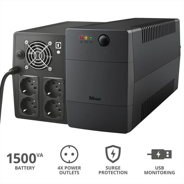 trust paxxon 1500va ups 4 outlets-black