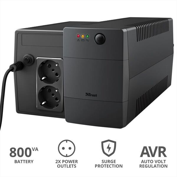 trust paxxon 800va ups 2 outlets-black