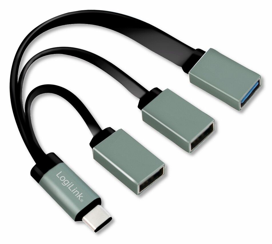Logilink Hub Flessibile USB-C™ SuperSpeed 3 Porte USB3.0 A Femmina Nero