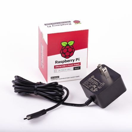 Raspberry Pi Alimentatore per  , presa USB di tipo C con Connettore USA, cavo da 1.5m (100), RPI4 PSU US BLACK BULK